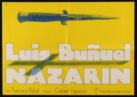 9r671 NAZARIN German 16x23 '65 Luis Bunuel, cool Hans Hillman artwork of knife!