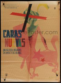 9r455 CARAS NUEVAS Mexican poster '56 cool Guaso artwork of Knight on horseback!