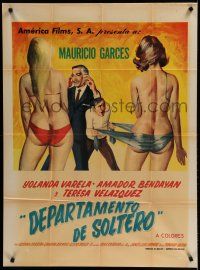 9r458 DEPARTAMENTO DE SOLTERO Mexican poster '71 Rene Cardona Jr, sexy artwork!