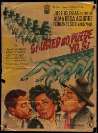 9r505 SI USTED NO PUEDE YO SI Mexican poster '51 Jose Iglesias as El Zorro, wacky Peinador art!