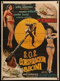 9r500 S.O.S. CONSPIRACION BIKINI Mexican poster '67 Julio Aleman, Sonia Inante, Sonia Furo!