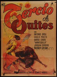 9r512 TERCIO DE QUITES Mexican poster '51 wonderful Caballero art of matador & bull!