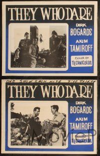 9r016 THEY WHO DARE set of 7 Canadian LCs '54 Dirk Bogarde, directed by Lewis Milestone!