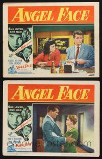 9s846 ANGEL FACE 2 LCs '53 Robert Mitchum, Jean Simmons, Freeman, Otto Preminger, Howard Hughes!