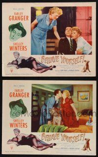 9s849 BEHAVE YOURSELF 2 LCs '51 Shelley Winters, Farley Granger, Gillmore, art by Alberto Vargas!