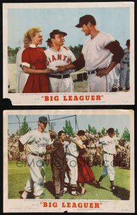 9s851 BIG LEAGUER 2 LCs '53 Edward G. Robinson, Vera-Ellen, Robert Aldrich directed, baseball!