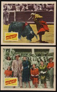 9s859 BULLFIGHTER & THE LADY 2 LCs '51 Katy Jurado & Gilbert Roland, cool bull fighting image!
