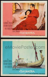 9s864 CLEOPATRA 2 LCs '63 close up of Rex Harrison as Caesar & Elizabeth Taylor, cool ship!