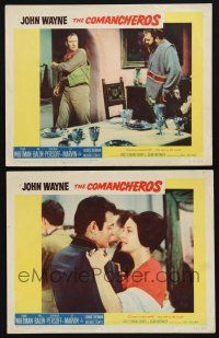 9s866 COMANCHEROS 2 LCs '61 John Wayne, Stuart Whitman & Ina Balin, directed by Michael Curtiz!