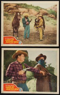 9s915 LAND OF HUNTED MEN 2 LCs '43 The Range Busters, cool cowboy western images!