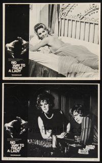 9s932 NO WAY TO TREAT A LADY 2 LCs '68 close up of sexy Lee Remick laying in bed and at bar!
