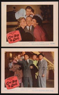 9s938 ONE WAY TO LOVE 2 LCs '45 Chester Morris, Willard Parker & pretty Marguerite Chapman!