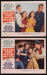 9s954 REAP THE WILD WIND 2 LCs R54 John Wayne, Ray Milland, Paulette Goddard, Susan Hayward!
