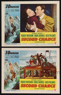 9s965 SECOND CHANCE 2 LCs '53 crazy Jack Palance grabbing Linda Darnell, cool cable car!