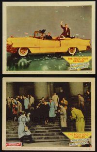 9s970 SOLID GOLD CADILLAC 2 LCs '56 wacky Judy Holliday & Paul Douglas in car & on stairs!