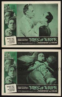 9s975 TALES OF TERROR 2 LCs '62 melting Vincent Price choking Basil Rathbone, creepy woman!
