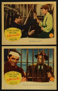 9s976 TALK OF THE TOWN 2 LCs '42 Cary Grant w/ Jean Arthur & in jail cell visited by Edgar Buchanan