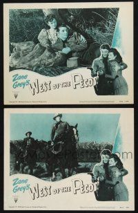 9s993 WEST OF THE PECOS 2 LCs R51 great images of Robert Mitchum & Barbara Hale, Zane Grey
