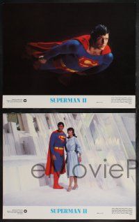 9s414 SUPERMAN II 8 color 11x14 stills '81 Christopher Reeve, Gene Hackman, Margot Kidder, Stamp!