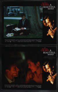 9s095 BEAUTIFUL MIND 8 LCs '01 Ron Howard directed, paranoid-schizophrenic Russell Crowe!