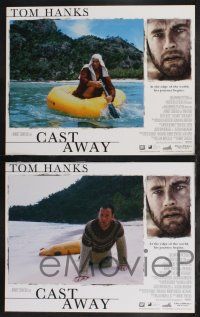 9s128 CAST AWAY 8 LCs '00 Tom Hanks stranded alone on a desert island, Helen Hunt, Robert Zemeckis!