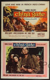 9s131 CHINA GATE 8 LCs '57 Samuel Fuller, Angie Dickinson, Gene Barry & Nat King Cole!