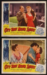 9s574 CITY THAT NEVER SLEEPS 5 LCs '53 Gig Young, Marie Windsor, Mala Powers, Chicago!