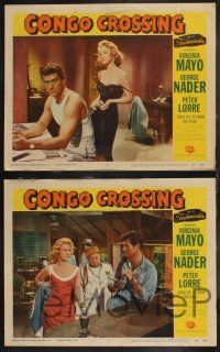 9s474 CONGO CROSSING 7 LCs '56 Peter Lorre w/sexy Virginia Mayo & George Nader!