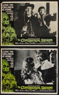 9s144 CONQUEROR WORM 8 LCs '68 Edgar Allan Poe, Vincent Price, gruesome horror border art!