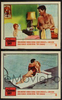 9s511 CROWDED SKY 6 LCs '60 Dana Andrews, sexy Rhonda Fleming in bathing suit, aviation disaster!