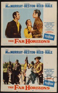 9s691 FAR HORIZONS 4 LCs '55 Charlton Heston & Fred MacMurray as Lewis & Clark + Donna Reed!