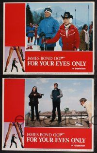 9s193 FOR YOUR EYES ONLY 8 LCs '81 Roger Moore as James Bond & sexy Carole Bouquet!