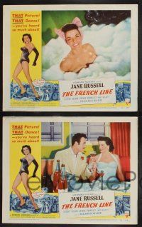 9s694 FRENCH LINE 4 LCs '54 Howard Hughes, sexy Jane Russell in France, Gilbert Roland!
