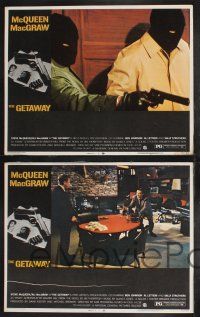 9s696 GETAWAY 4 LCs '72 Sam Peckinpah, Ben Johnson points gun at Steve McQueen, action!