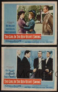9s697 GIRL IN THE RED VELVET SWING 4 LCs '55 Joan Collins as Evelyn Nesbitt Thaw, Granger, Milland!
