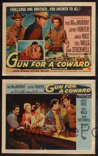 9s215 GUN FOR A COWARD 8 LCs '56 cowboys Fred MacMurray & Dean Stockwell in action!