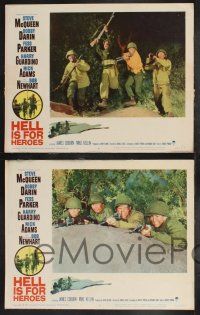 9s224 HELL IS FOR HEROES 8 LCs '62 Steve McQueen, Bob Newhart, Fess Parker, Bobby Darin, Don Siegel