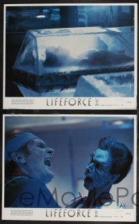 9s278 LIFEFORCE 8 LCs '85 Tobe Hooper directed, space vampire, wild sci-fi horror!