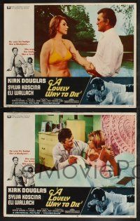 9s289 LOVELY WAY TO DIE 8 LCs '68 Kirk Douglas in action scenes, sexy Sylva Koscina!