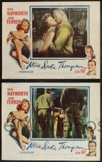 9s718 MISS SADIE THOMPSON 4 LCs '53 images of sexy Rita Hayworth w/ Aldo Ray & Charles Bronson!