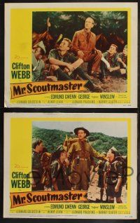 9s541 MR SCOUTMASTER 6 LCs '53 great images of Clifton Webb with Boy Scouts!