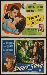 9s322 NIGHT SONG 8 LCs '48 Ethel Barrymore, Hoagy Carmichael at the piano!