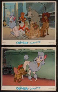 9s330 OLIVER & COMPANY 8 LCs '88 cartoon images of Walt Disney cats & dogs in New York City!