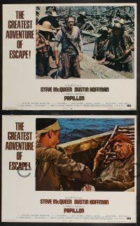 9s728 PAPILLON 4 LCs '73 great images of prisoner Steve McQueen & Dustin Hoffman on Devil's Island!