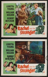9s624 RACHEL & THE STRANGER 5 LCs R53 William Holden & Robert Mitchum fight over Loretta Young!