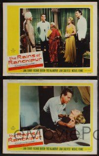 9s733 RAINS OF RANCHIPUR 4 LCs '55 Lana Turner, Richard Burton, Fred MacMurray, Michael Rennie!