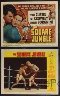 9s399 SQUARE JUNGLE 8 LCs '56 Pat Crowley, Borgnine, boxing Tony Curtis fighting in the ring!