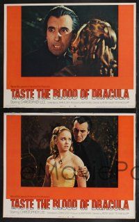 9s420 TASTE THE BLOOD OF DRACULA 8 LCs '70 great images of vampire Christopher Lee, Hammer horror!
