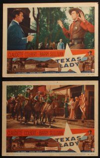 9s558 TEXAS LADY 6 LCs '55 great images of leading lady Claudette Colbert, Barry Sullivan!