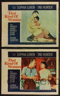 9s427 THAT KIND OF WOMAN 8 LCs '59 images of sexy Sophia Loren, Tab Hunter & George Sanders!